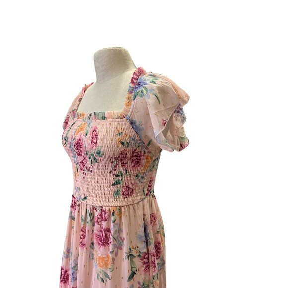 Girls Nina Floral Midi Dress By Rare Editions Blush Polyester Cotton - Picture 5 of 8